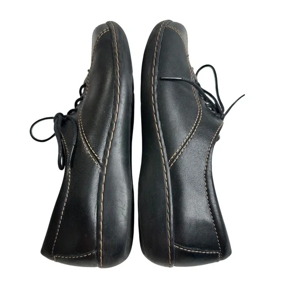 Clarks Collection Black Leather Lace Up Comfort Shoes Women's 9M boho casual - Picture 4 of 8
